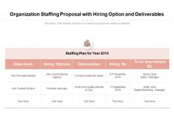 Organization staffing proposal with hiring options and deliverables