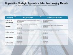 Organization Strategic Approach To Enter New Emerging Markets