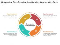 Organization transformation icon showing 4 arrows with circle
