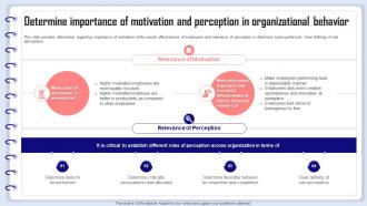Organizational Behavior Management Determine Importance Of Motivation And Perception