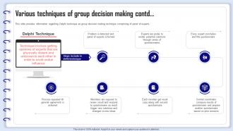 Organizational Behavior Management Various Techniques Of Group Decision Making Visual Template
