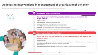 Organizational Behavior Theory For High Addressing Interventions In Management Of Organizational
