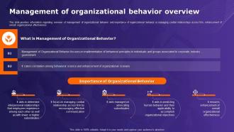Organizational Behavior Theory Management Of Organizational Behavior Overview