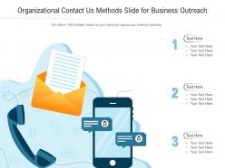Organizational contact us methods slide for business outreach infographic template