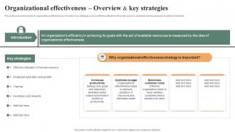 Organizational Effectiveness Overview And Effective Workplace Culture Strategy SS V