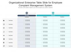 Organizational enterprise table slide for employee complaint management system infographic template