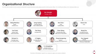 Organizational Structure Huawei Investor Funding Elevator Pitch Deck