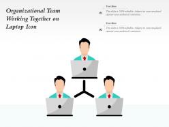 Organizational team working together on laptop icon