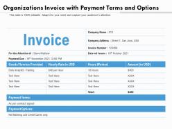 Organizations invoice with payment terms and options
