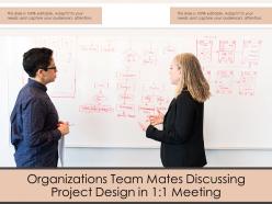 Organizations team mates discussing project design in 1 1 meeting