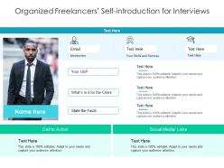 Organized freelancers self introduction for interviews infographic template