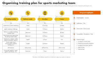 Organizing Training Plan For Sports Marketing Team Sports Marketing Programs To Promote MKT SS V