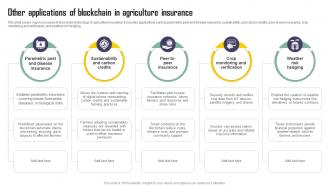 Other Applications Of Blockchain In Agriculture Insurance Exploring Blockchains Impact On Insurance BCT SS V