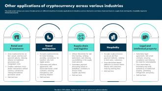 Other Applications Of Cryptocurrency Across Various Industries Exploring The Role BCT SS