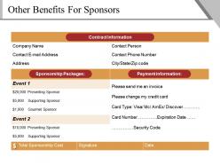 Other benefits for sponsors powerpoint slide presentation tips