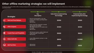 Other Offline Marketing Strategies Launching New Food Product To Maximize Sales And Profit