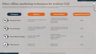 Other Offline Marketing Techniques For Realtors 1 2 Real Estate Promotional Techniques To Engage MKT SS V