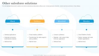Other Salesforce Solutions Salesforce Company Profile Ppt Slides Example Topics