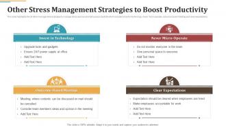 Other Stress Management Strategies Occupational Stress Management Strategies