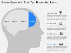 Ou human brain with four text boxes and icons powerpoint template