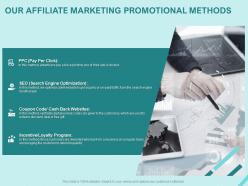 Our affiliate marketing promotional methods ppt powerpoint presentation show
