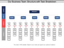 Our business team structure with task breakdown