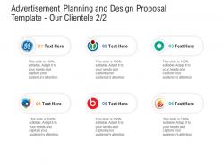 Our clientele advertisement planning and design proposal template ppt powerpoint slides portrait
