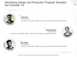 Our clientele communication advertising design and production proposal template ppt portfolio smartart
