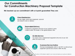 Our commitments for construction machinery proposal template ppt powerpoint presentation model template