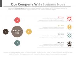 Our company slide with business icons flat powerpoint design