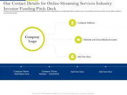 Our contact details for online streaming services industry investor funding pitch deck ppt icon