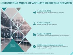 Our costing model of affiliate marketing services ppt powerpoint presentation inspiration