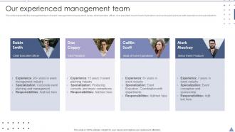 Our Experienced Management Team Convention Planner Company Profile