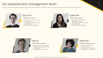 Our Experienced Management Team Web Design Company Profile Ppt Professional Graphics Template