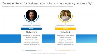 Our Expert Team For Business Rebranding Solutions Agency Proposal Ppt Themes
