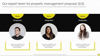Our Expert Team For Property Management Proposal Ppt Powerpoint Presentation Portfolio Objects