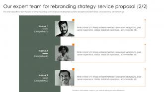 Our Expert Team For Rebranding Strategy Service Proposal Ppt Powerpoint Presentation File Graphics
