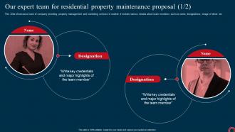 Our Expert Team For Residential Property Maintenance Proposal Ppt Elements