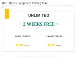 Our fitness equipment pricing plan fitness equipment investor funding elevator