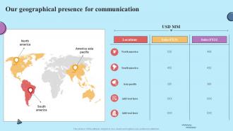 Our Geographical Presence For Communication Establishing Effective Stakeholder