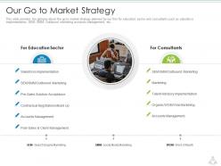 Our go to market strategy education services investor funding elevator