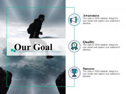 9202487 style essentials 2 our goals 3 piece powerpoint presentation diagram infographic slide