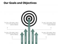 Our goals and objectives arrow a105 ppt powerpoint presentation gallery themes