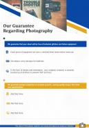 Our Guarantee Regarding Photography Corporate Photography Proposal One Pager Sample Example Document