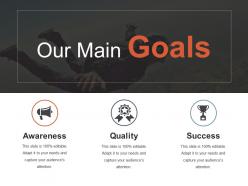 Our main goals powerpoint slide background designs