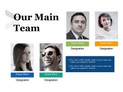 Our main team with four images ppt icon model
