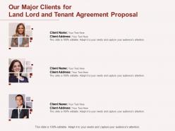 Our major clients for land lord and tenant agreement proposal ppt powerpoint presentation slides