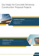 Our Major For Concrete Driveway Construction Projects One Pager Sample Example Document