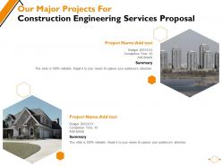 Our major projects for construction engineering services proposal ppt powerpoint presentation portfolio template