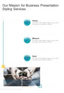 Our Mission For Business Presentation Styling Services One Pager Sample Example Document
